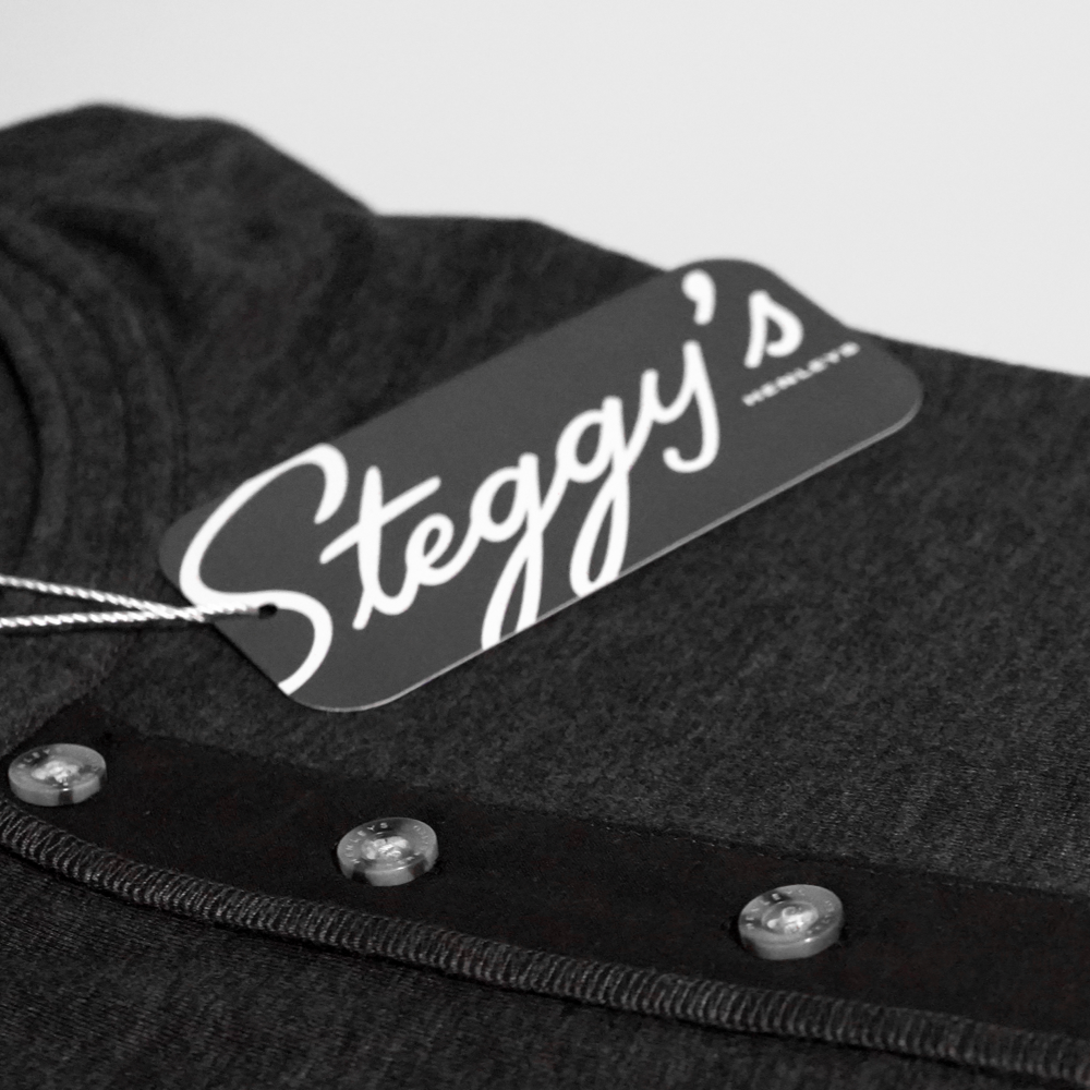 Picture of a black Henley with a Steggy's tag