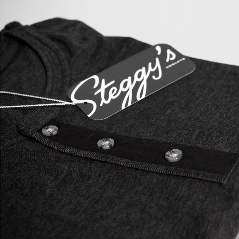 Picture of black Henley with Steggy's tag 